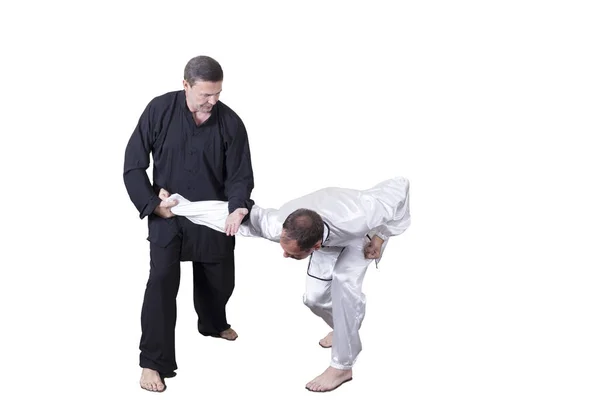 Erwachsener Athlet führt formale Goju-Ryu-Übungen durch. — Stockfoto