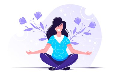 Vektör illüstrasyonu, meditasyon kavramı