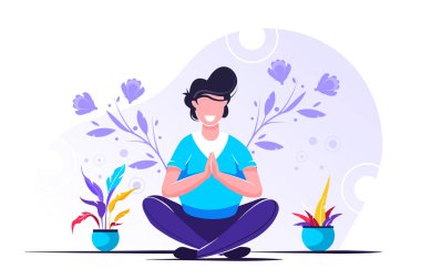 Vektör çizimi. yoga sağlık yardımları 