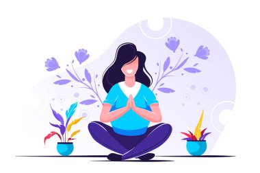 Vektör çizimi. yoga sağlık yardımları 