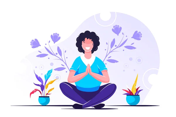 Vector illustration. yoga health benefits — 스톡 벡터