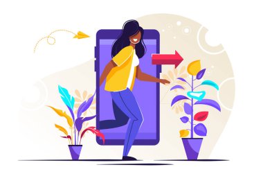 Dijital detoks. Genç kadın karakter 