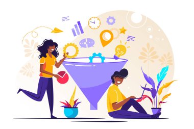 Vektör illüstrasyonu, dijital pazarlama 