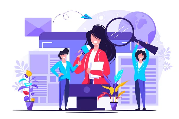 Haber vektörü illüstrasyonu. Düz minik TV 