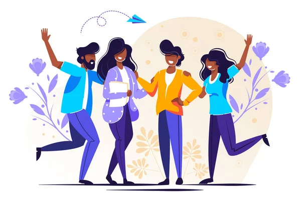 Vektör illüstrasyonu, mutlu arkadaşlık