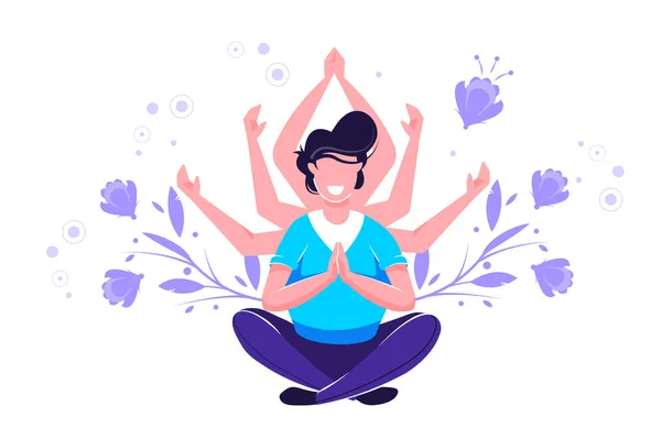 瞑想健康の概念 — ストックベクタ