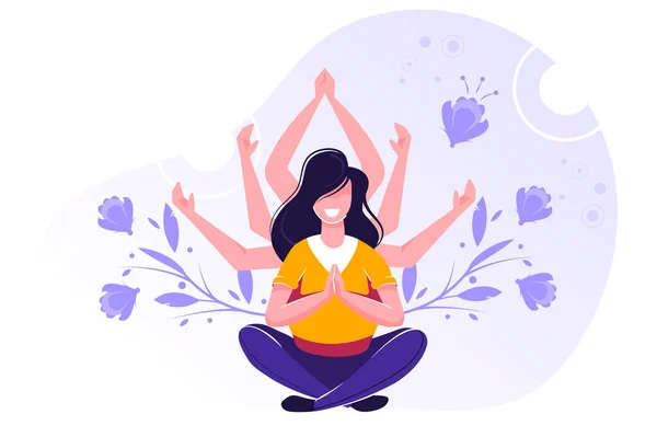 Concepto de meditación, salud — Vector de stock