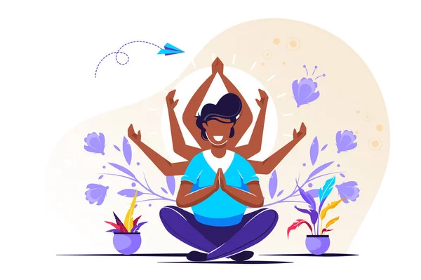 Meditasyon konsepti, sağlık — Stok Vektör