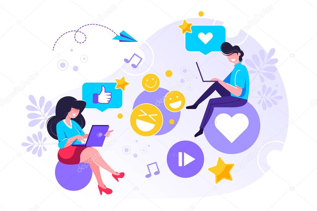 Vector colorful illustration of online 