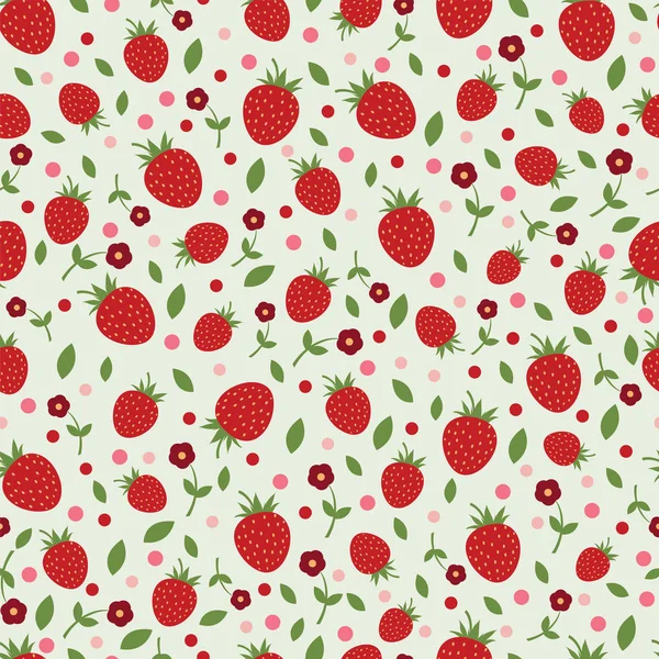 Naadloos patroon met aardbeien en bloemen Rechtenvrije Stockillustraties