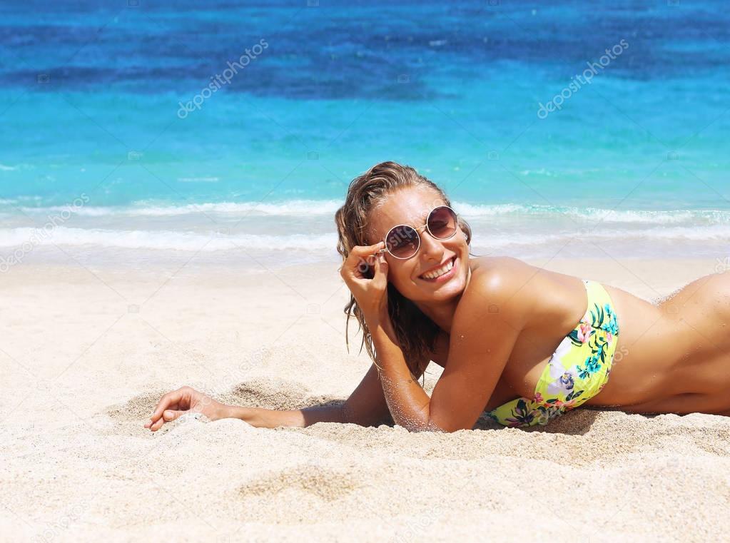 happy woman on the beach