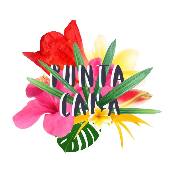 Colagem floral "Punta Cana" isolado no fundo branco — Fotografia de Stock