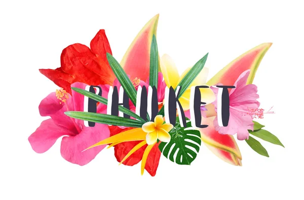 Colagem floral "Phuket" isolado no fundo branco — Fotografia de Stock