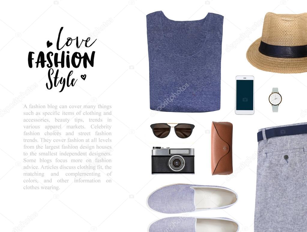fashion blogger concept. set of male accessories