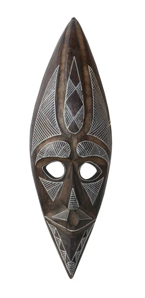 木製のマスクは白地に隔離されてる 近代的なブックスタイルのエコデザインの詳細 — ストック写真