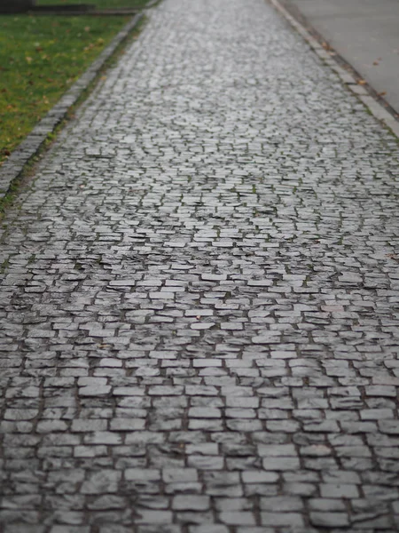 Våt Trottoar Med Granit Asfalt Efter Regn — Stockfoto