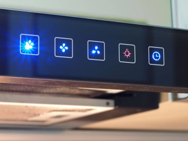touch panel controls home cooker hood above the hob