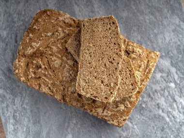 whole wheat bread on a gray stone