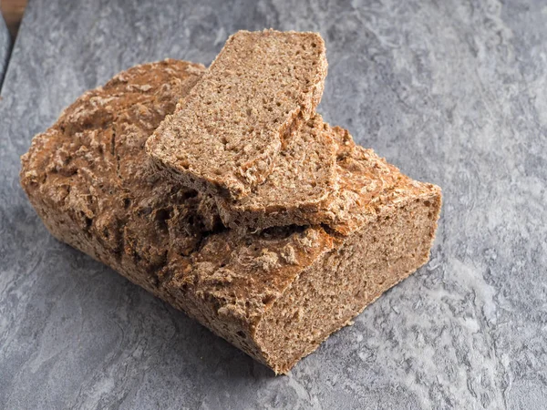 whole wheat bread on a gray stone