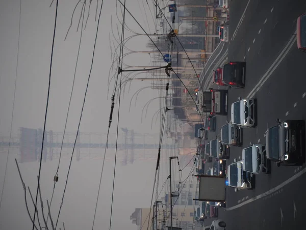 Kiev Nel Fumo Durante Incendio Boschivo Nella Zona Chernobyl Nella — Foto Stock