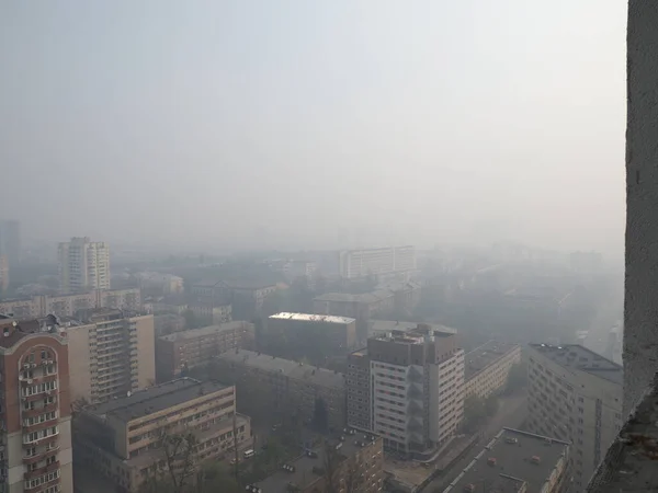 Kijów Podczas Pożaru Lasu Strefie Czarnobyla Wiosną 2020 — Zdjęcie stockowe