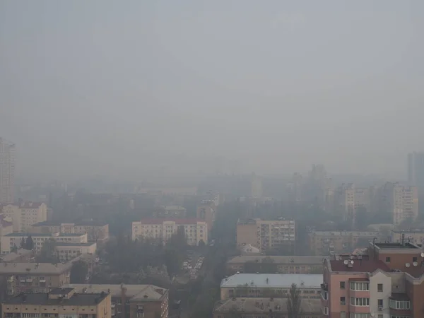 Kijów Podczas Pożaru Lasu Strefie Czarnobyla Wiosną 2020 — Zdjęcie stockowe