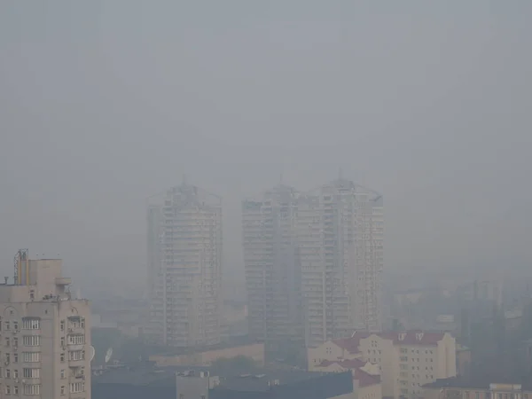 Kiev Fumaça Durante Incêndio Florestal Zona Chernobyl Primavera 2020 — Fotografia de Stock
