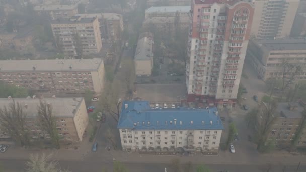 Kiev Dans Fumée Lors Incendie Forêt Dans Zone Tchernobyl Printemps — Video