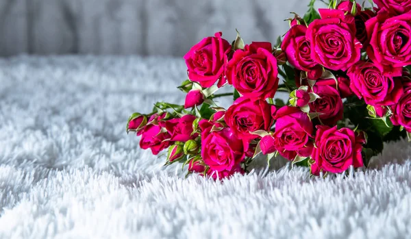 Ramo de hermosas rosas rojas aisladas sobre fondo blanco. — Foto de Stock