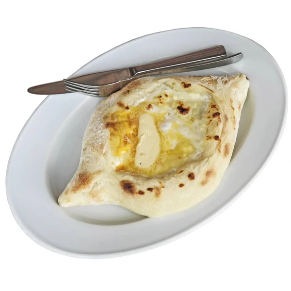 Acara khachapuri beyaz bir arka plan üzerinde