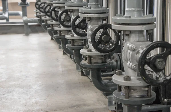 metal valve of steam generators in the boiler room