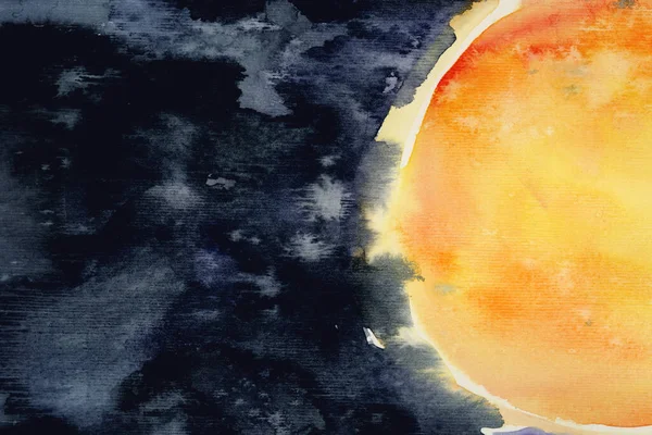 Solen i rymden akvarell ritning — Stockfoto