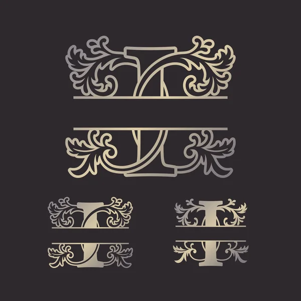 Alphabet Split Monograms Split Letter Monogram Alphabet Frame Font Modèle — Image vectorielle