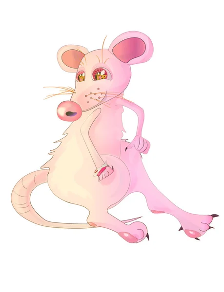 Encantador Divertido Esponjoso Ratón — Vector de stock