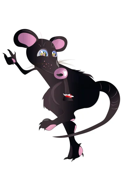 Souris Noire Avec Bracelet Sur Pied — Image vectorielle