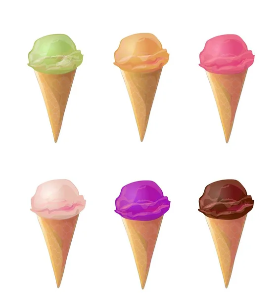 Illustrations Set Ice Cream Sundae Fruit Juice Chocolate — Stock Vector