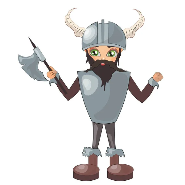 Guerrero Vikingo Dibujos Animados Con Hacha — Vector de stock