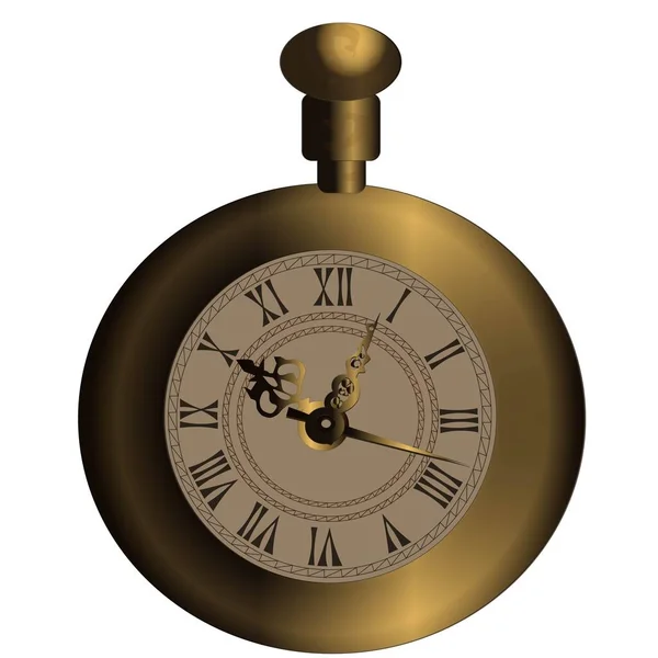 Ilustración Reloj Bolsillo Oro — Vector de stock