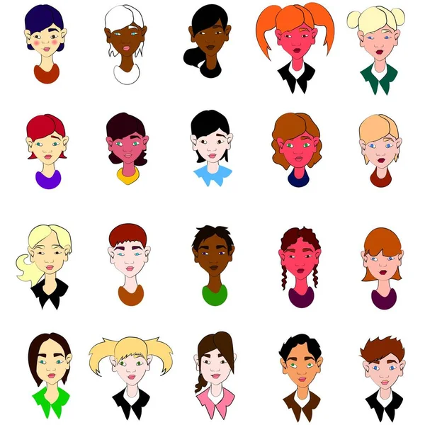 Ensemble Avatars Différents5 — Image vectorielle