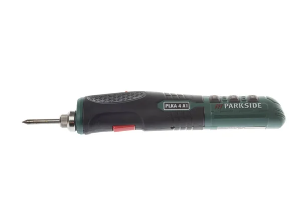 Varna Bulgaria March 2020 Parkside Wirelss Soldering Iron Isolated White — Stock Photo, Image
