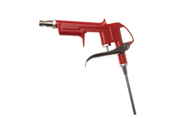Red Aluminum Compressed Air Brush Gun Use Compressor Isolated White — Stock Photo, Image