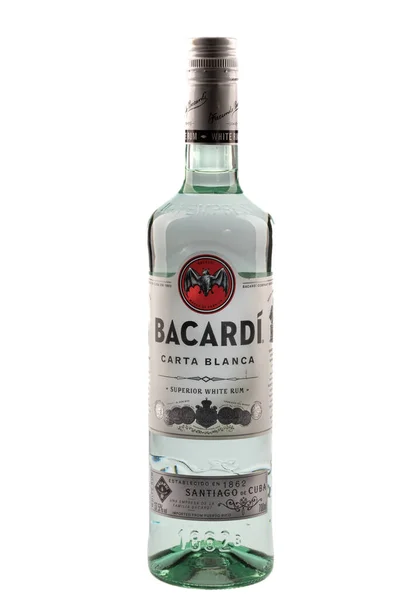 Varna Bulgaria April 2020 Bottle Bacardi Carta Blanca Superior White — Stock Photo, Image