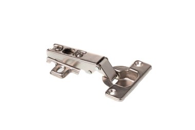 Metal alaşımlı dolap menteşesi, beyaz arkaplanda izole edilmiş