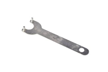 Diski kaldırmak için açı öğütücü anahtarı, beyaz arkaplanda izole