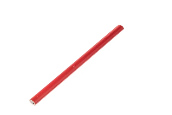 Nowy Czerwony Ołówek Stolarski Odizolowany Białym Tle — Zdjęcie stockowe