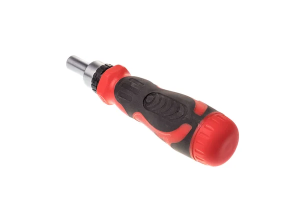 Screwdriver Ratchet Plastic Red Black Handle Hollow Space Bits Isolated — Stock Photo, Image