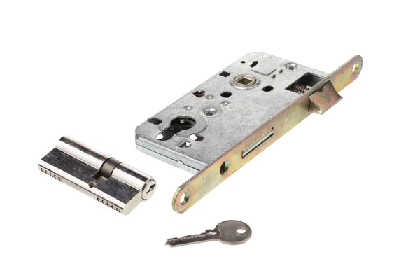 Door Lock Element Key Key Mechanism Isolated White Background — Stock Photo, Image