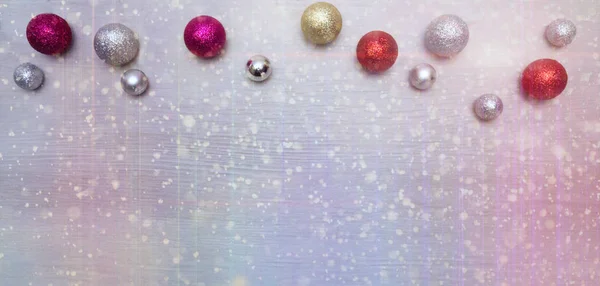 Kleurrijke Kerstkaart Met Kleurrijke Kerstballen — Stockfoto