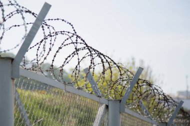 Üzerine dikenli tel çit.