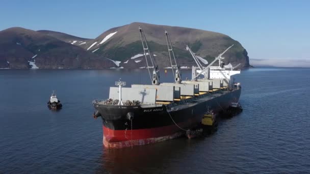 Beringovskij Chukotski Region Ryssland Juni 2019 Bulk Aquila Bulkfartyg Lastas — Stockvideo